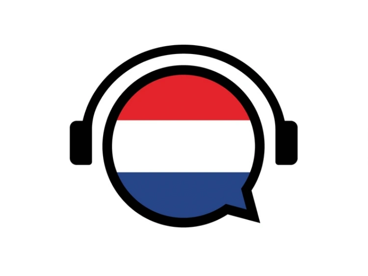 Rysunek słuchawek nad dymkiem w kolorach flagi Ninderlandów
