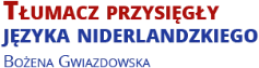 Bożena Gwiazdowska Tłumacz przysięgły języka niderlandzkiego logo